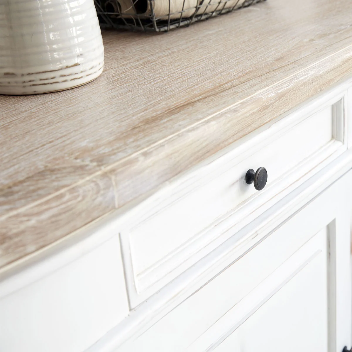 Aparador de caoba y teca maciza 180 cm blanco - Image 3