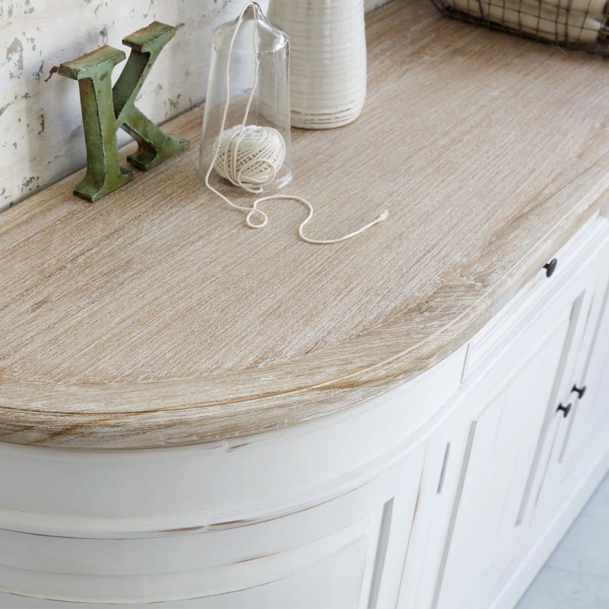 Aparador de caoba y teca maciza 180 cm blanco - Image 4