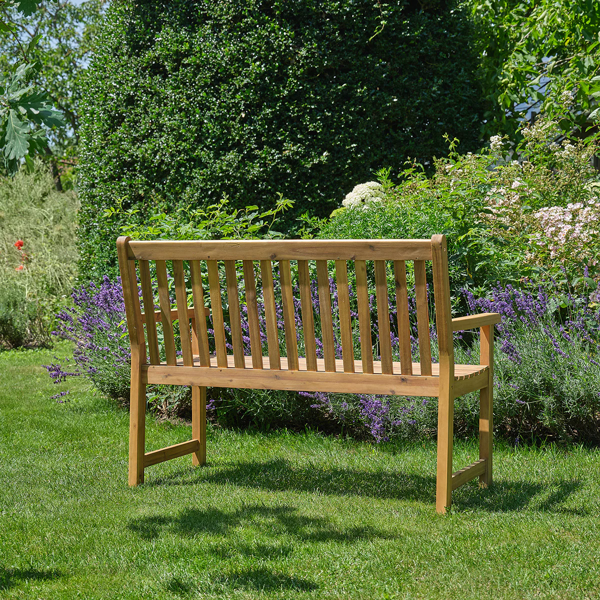 Banco de jardín de madera maciza de acacia aceitada, 120 cm - Image 4