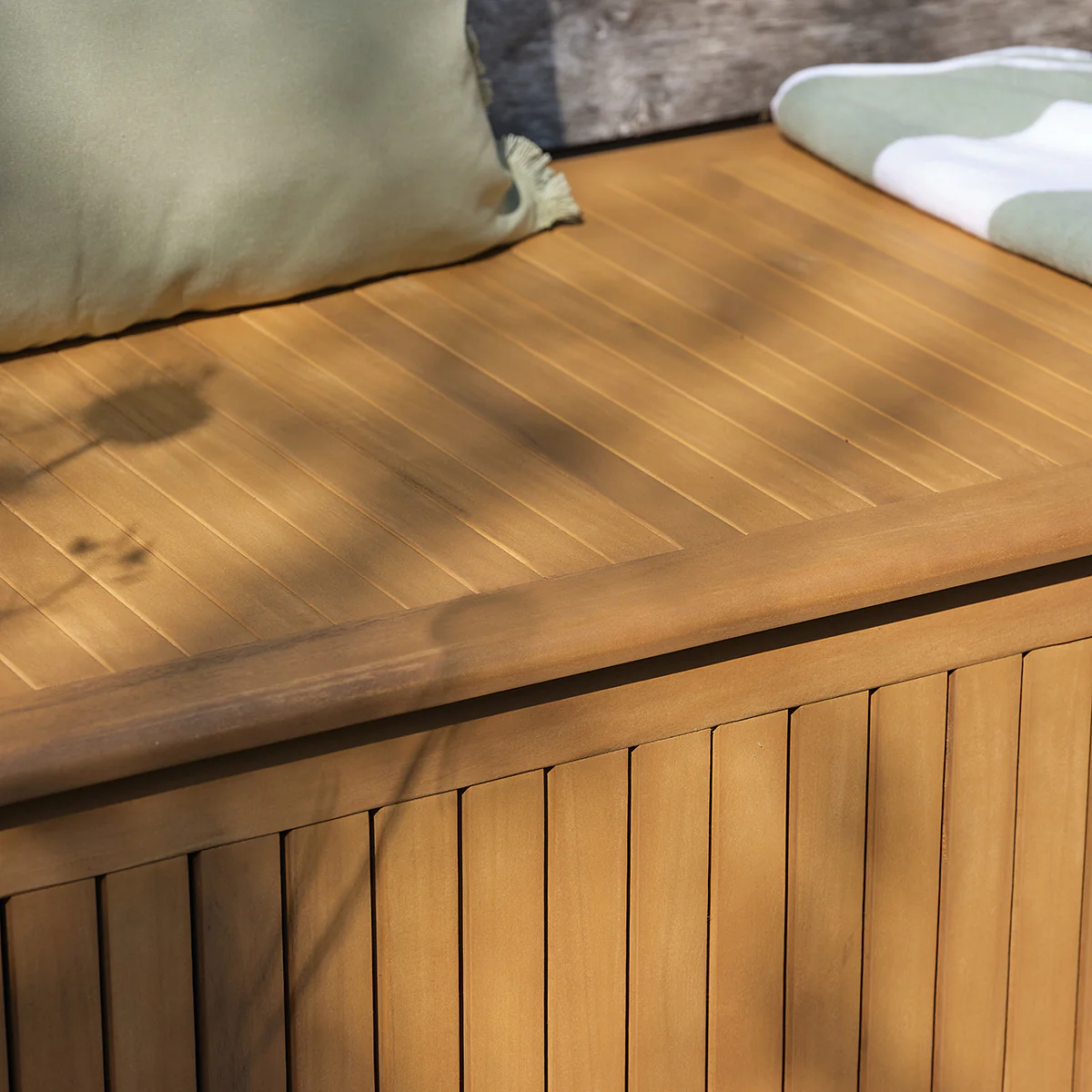 Caja de almacenamiento para jardín de madera maciza de acacia aceitada - Image 6