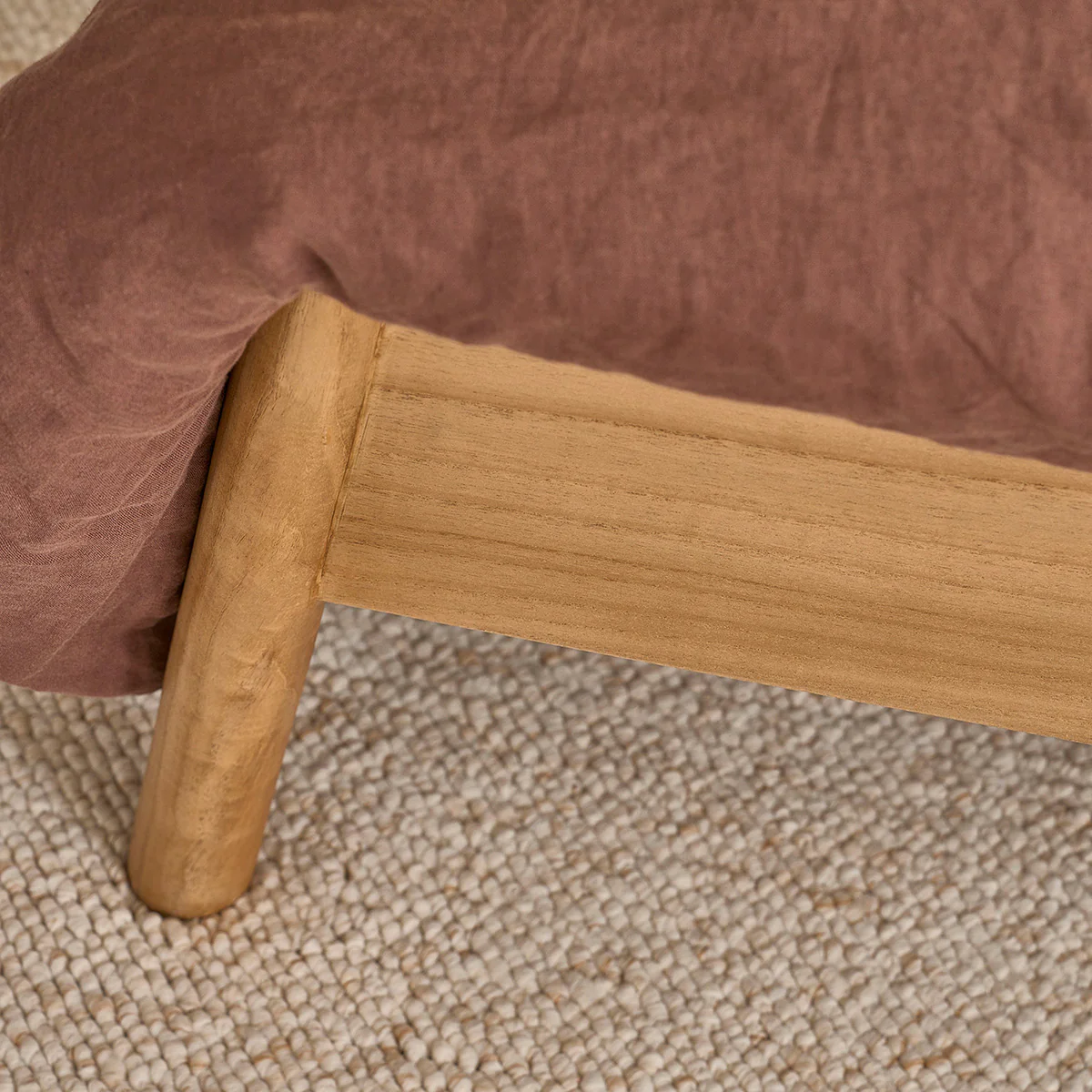 Cama de madera de mindi y mimbre de 180 cm con somier - Image 4