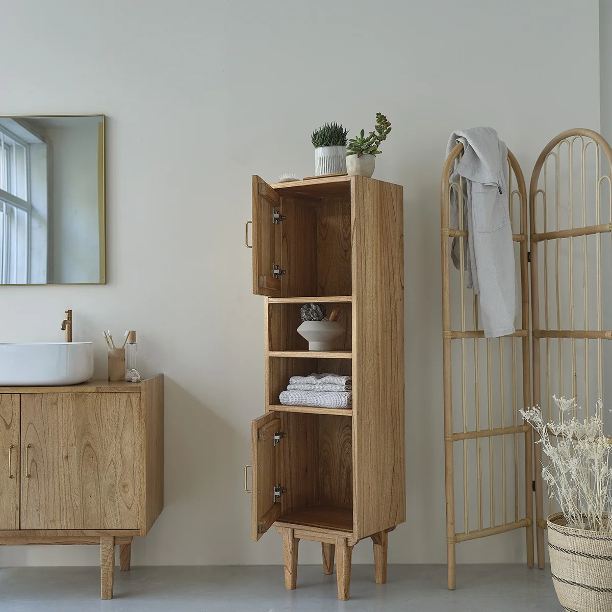 Columna de baño de mindi macizo 150 cm - Image 3