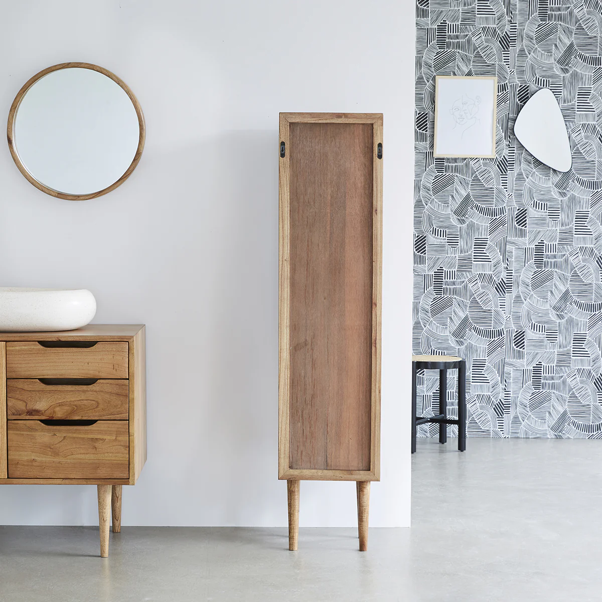 Columna de baño de mindi macizo y rejilla 150 cm - Image 5