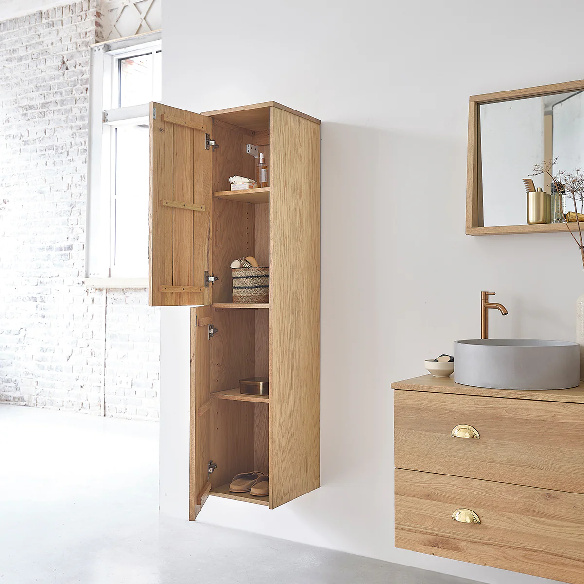 Columna de baño de roble macizo de 150 cm - Image 3