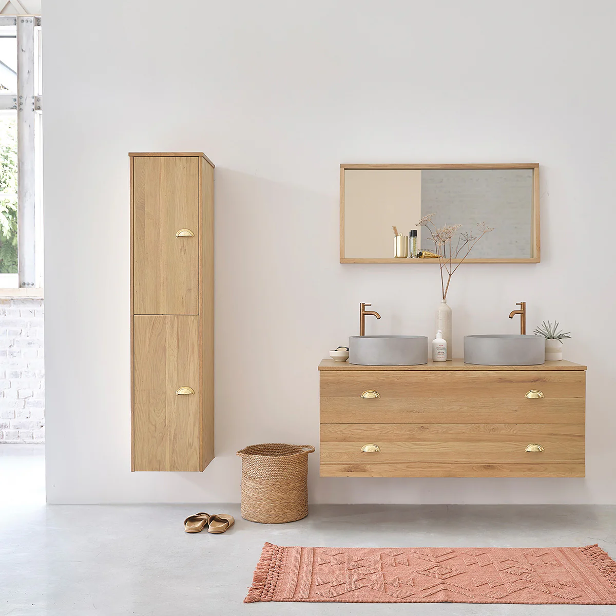 Columna de baño de roble macizo de 150 cm - Image 6