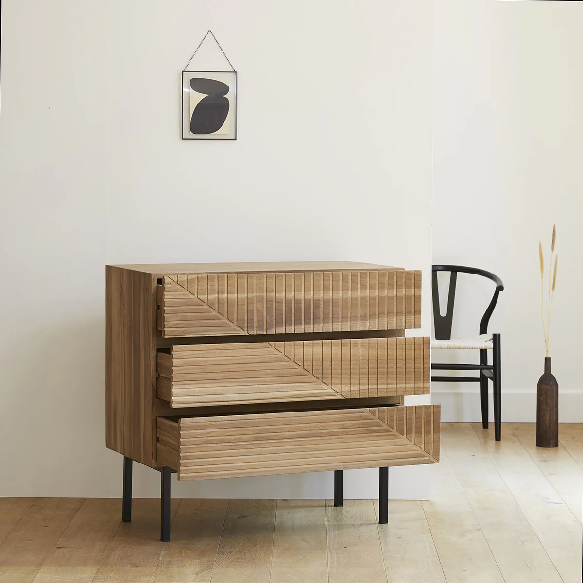 Cómoda de teca maciza 95 cm - Image 3