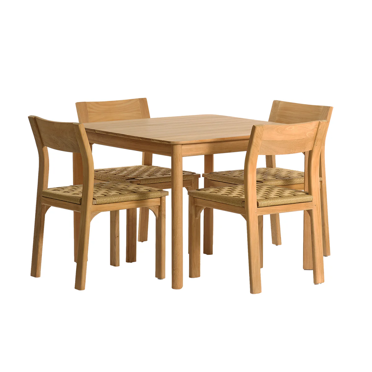 Conjunto de jardín de teca maciza y ratán para 4 personas. - Image 2