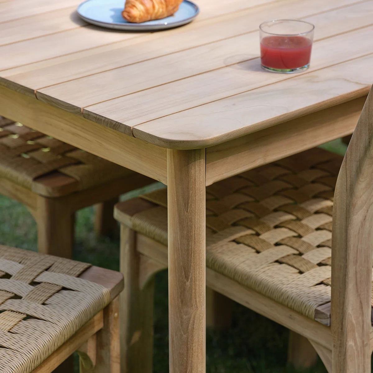 Conjunto de jardín de teca maciza y ratán para 8 personas. - Image 6