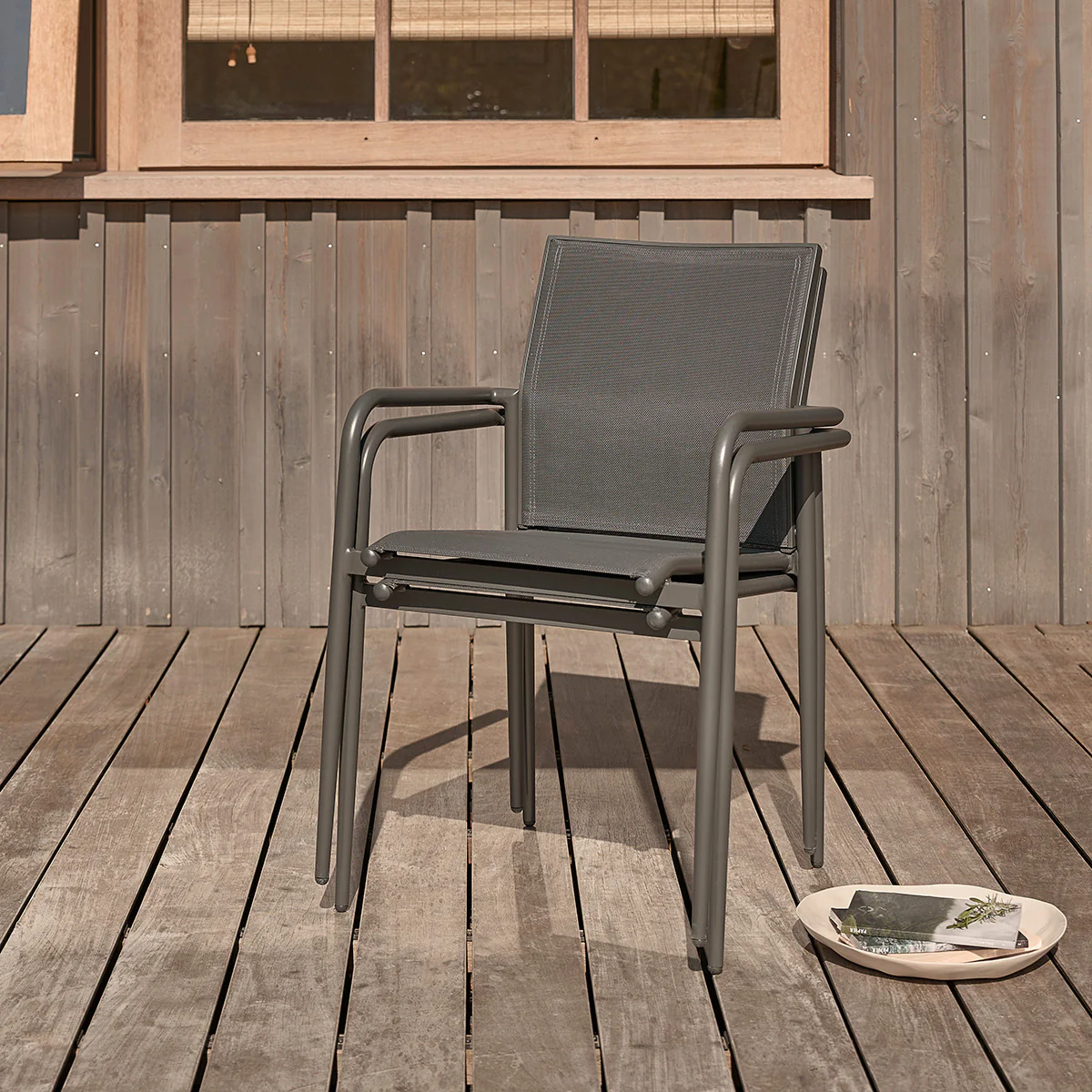 Conjunto de jardín de aluminio, cristal y textilene gris para 6-10 personas. - Image 7