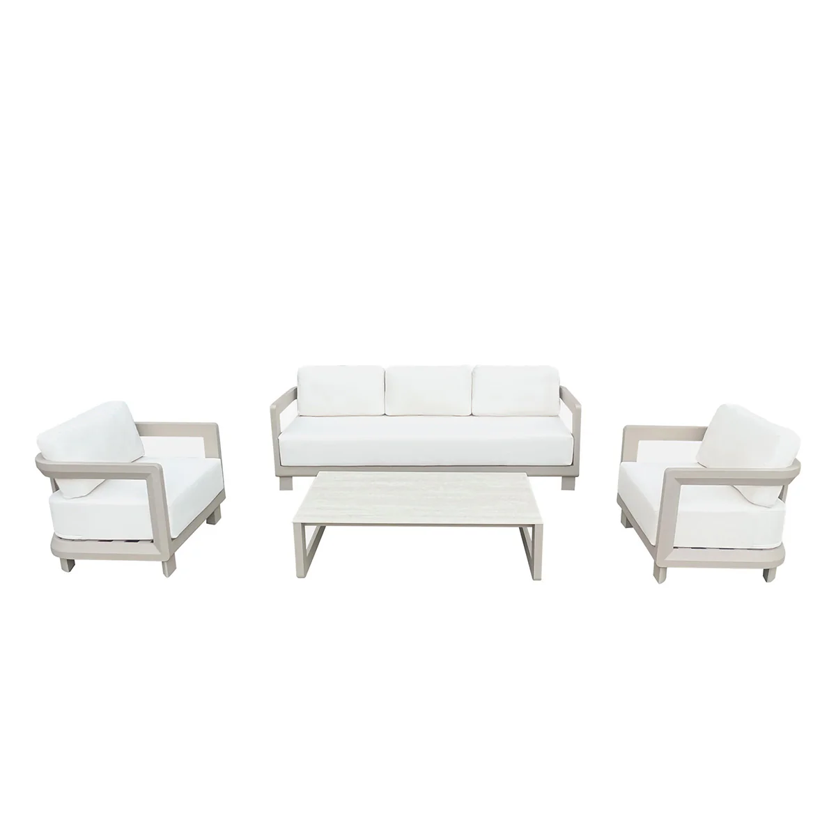 Conjunto de muebles de jardín bajo de aluminio color topo para 5 personas - Image 2