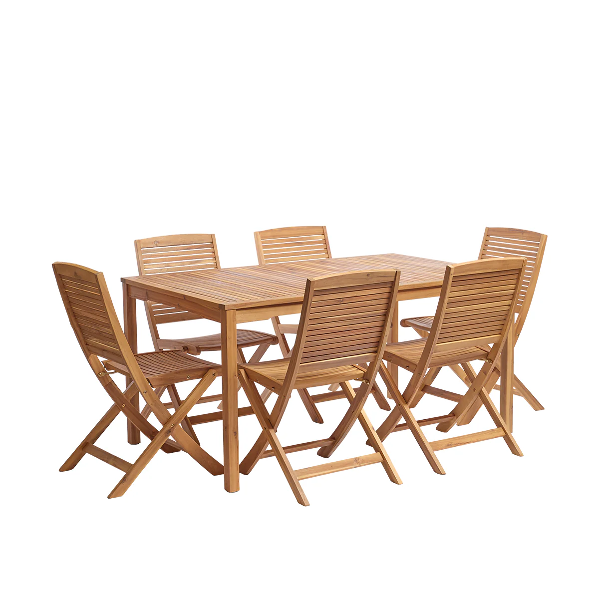 Conjunto de jardín de acacia maciza aceitada para 6 personas. - Image 2