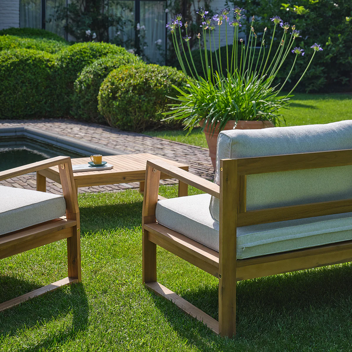 Conjunto de jardín bajo de acacia maciza aceitada - Image 4