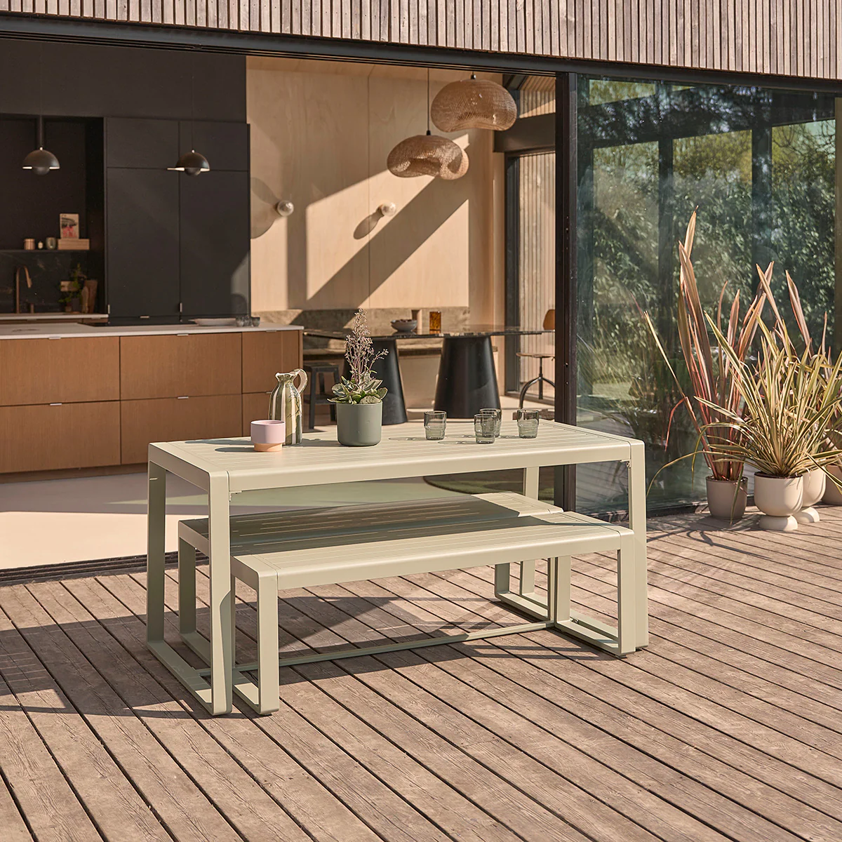 Conjunto de muebles de jardín de aluminio verde para 4/6 pers. - Image 7