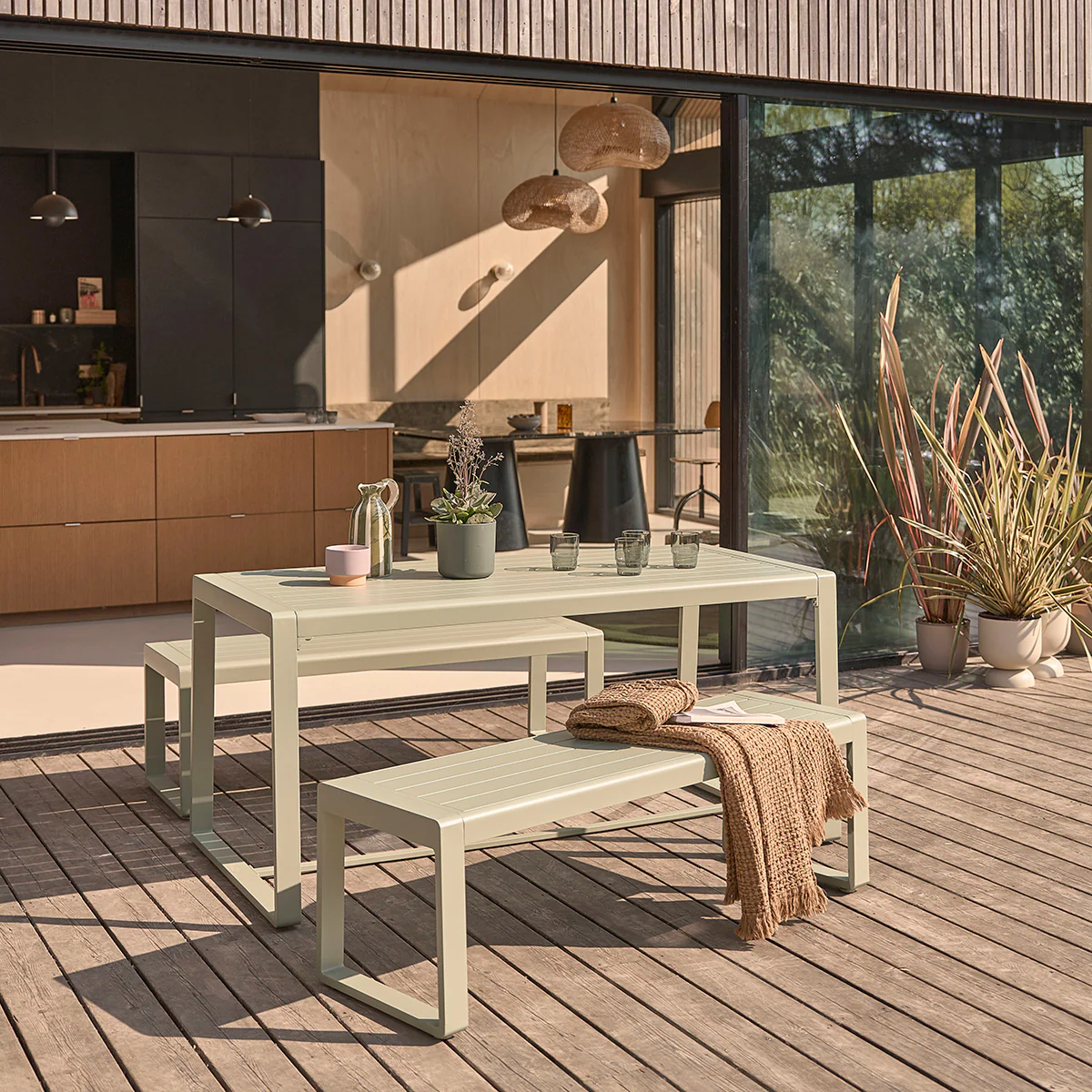 Conjunto de muebles de jardín de aluminio verde para 4/6 pers. - Image 8