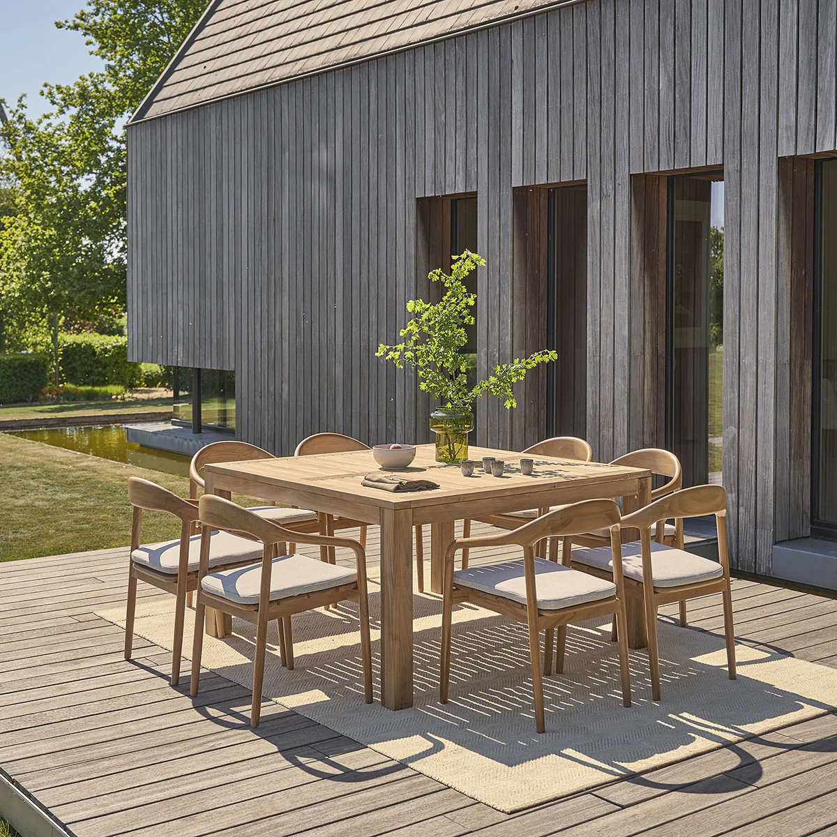 Conjunto de muebles de jardín de teca maciza para 8 personas