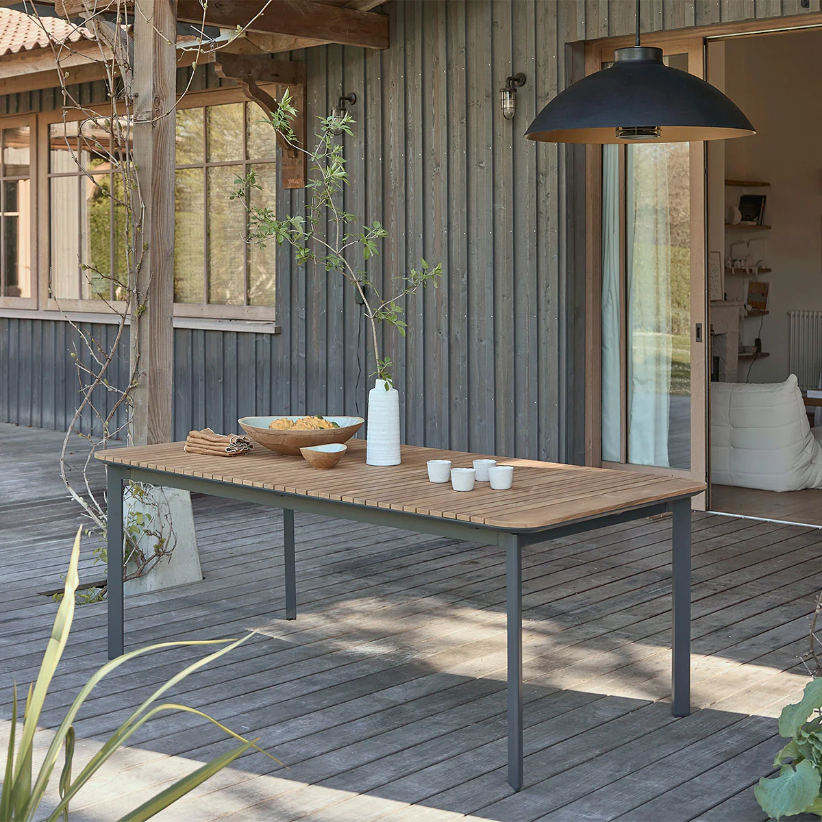 Conjunto de muebles de jardín de teca maciza y aluminio para 6/8 personas. - Image 5