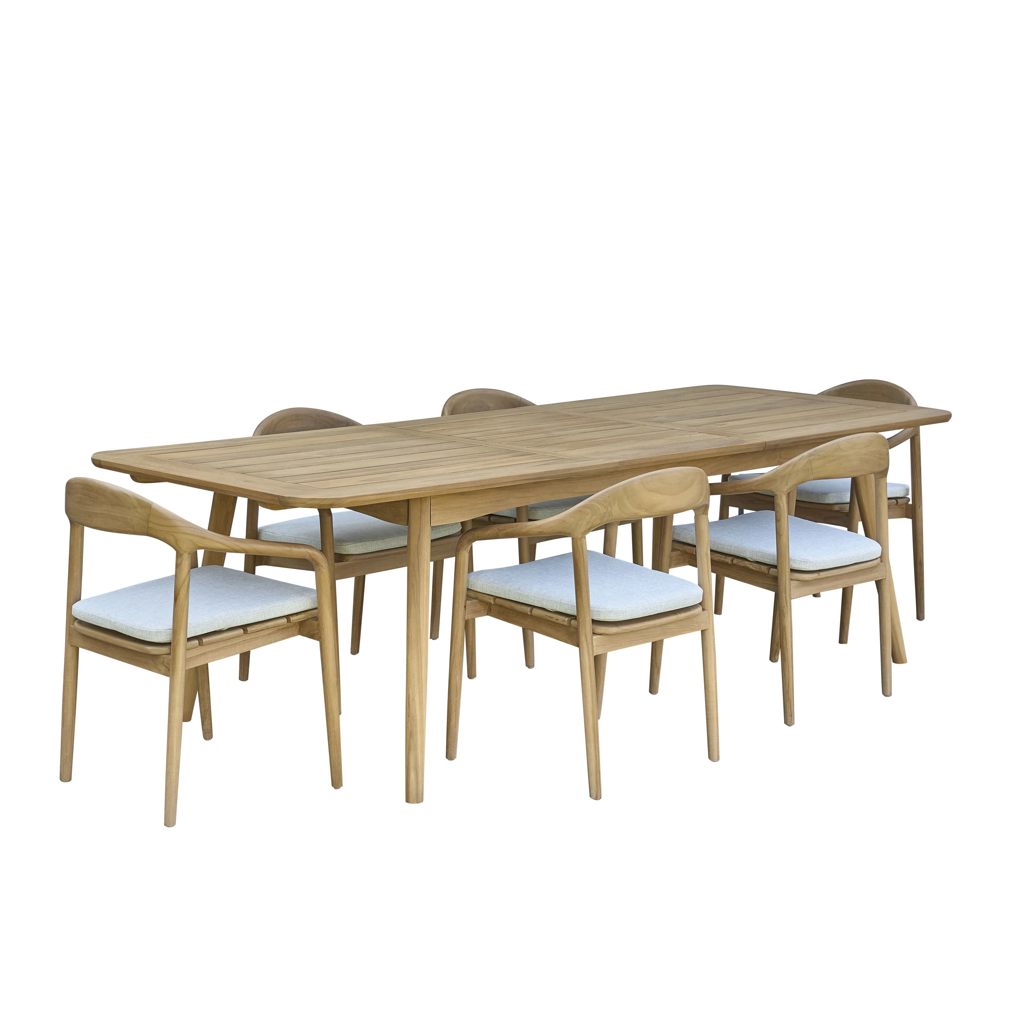Conjunto de muebles de jardín de teca maciza extensible 6/8 pers. - Image 2