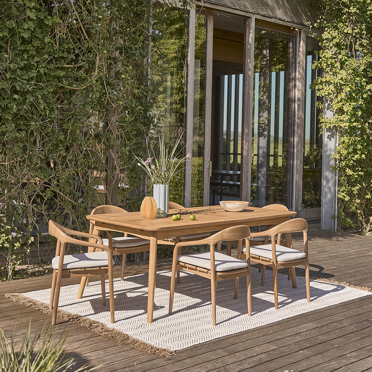 Conjunto de muebles de jardín de teca maciza extensible 6/8 pers. - Image 3