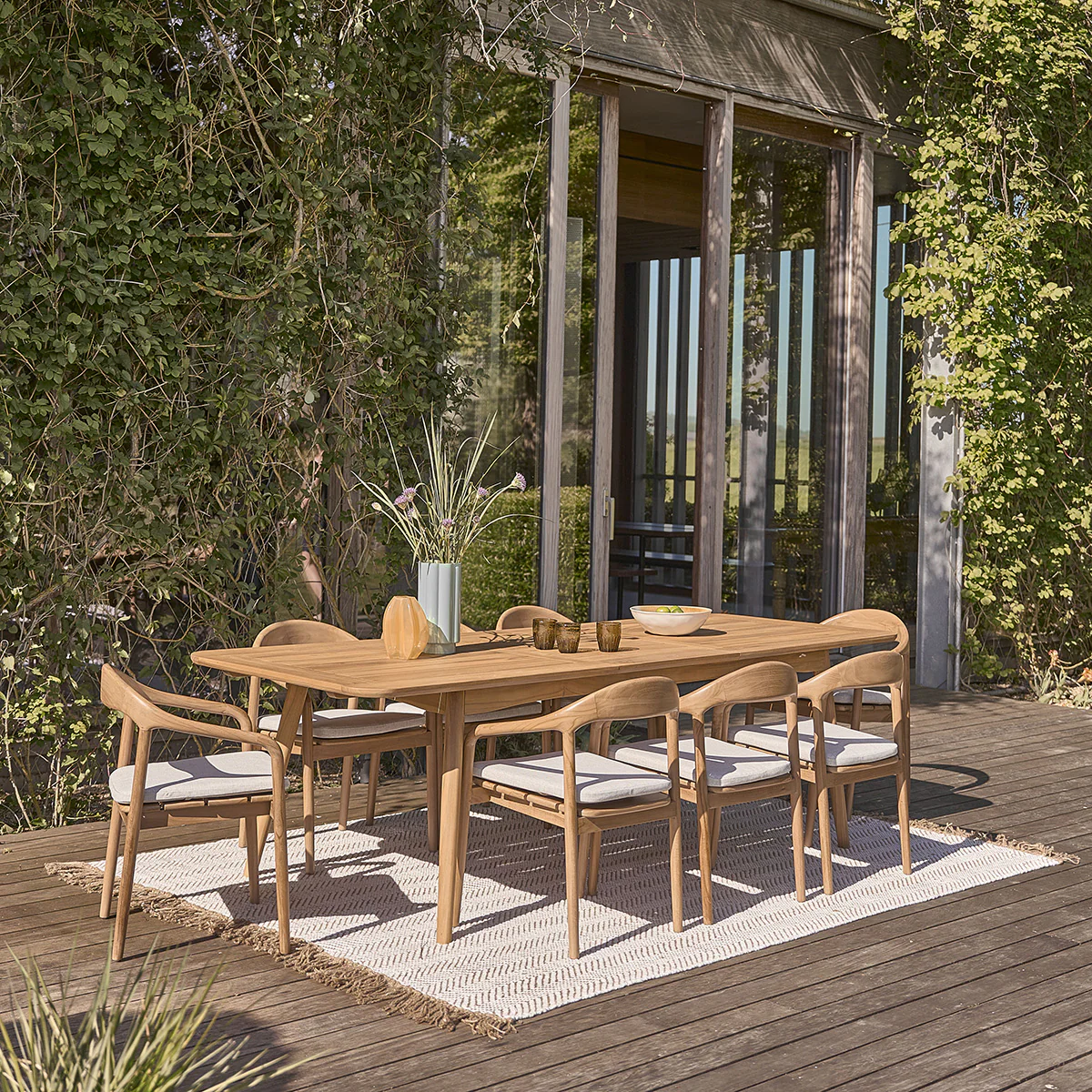 Conjunto de muebles de jardín de teca maciza extensible 6/8 pers. - Image 9