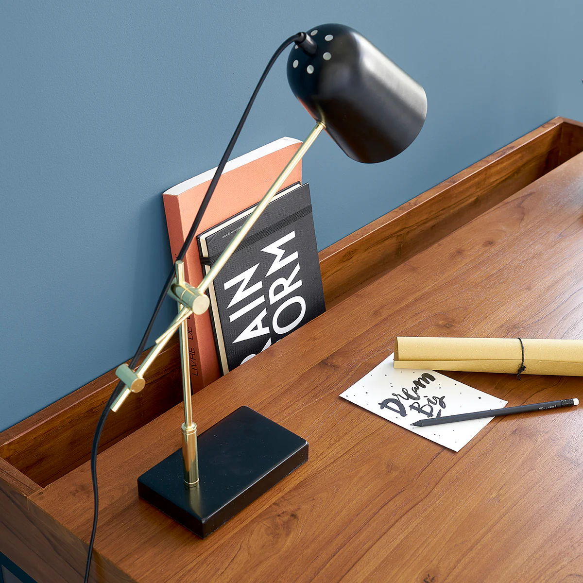 Escritorio de teca maciza y metal 120 cm - Image 3
