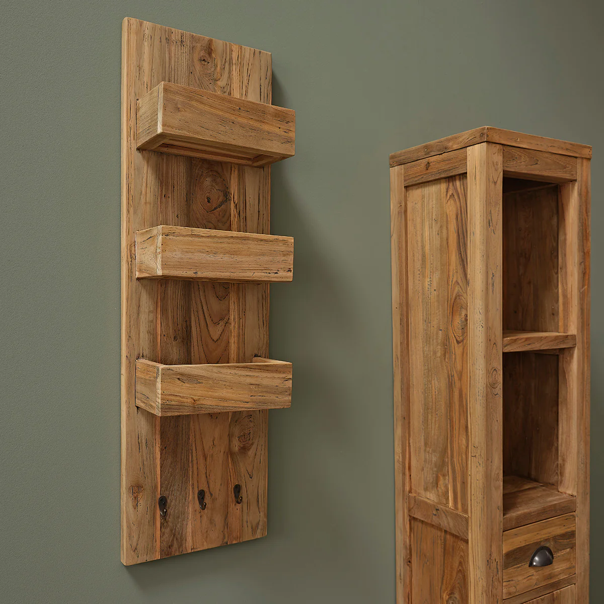 Estantería de pared de teca maciza reciclada 100 - Image 3