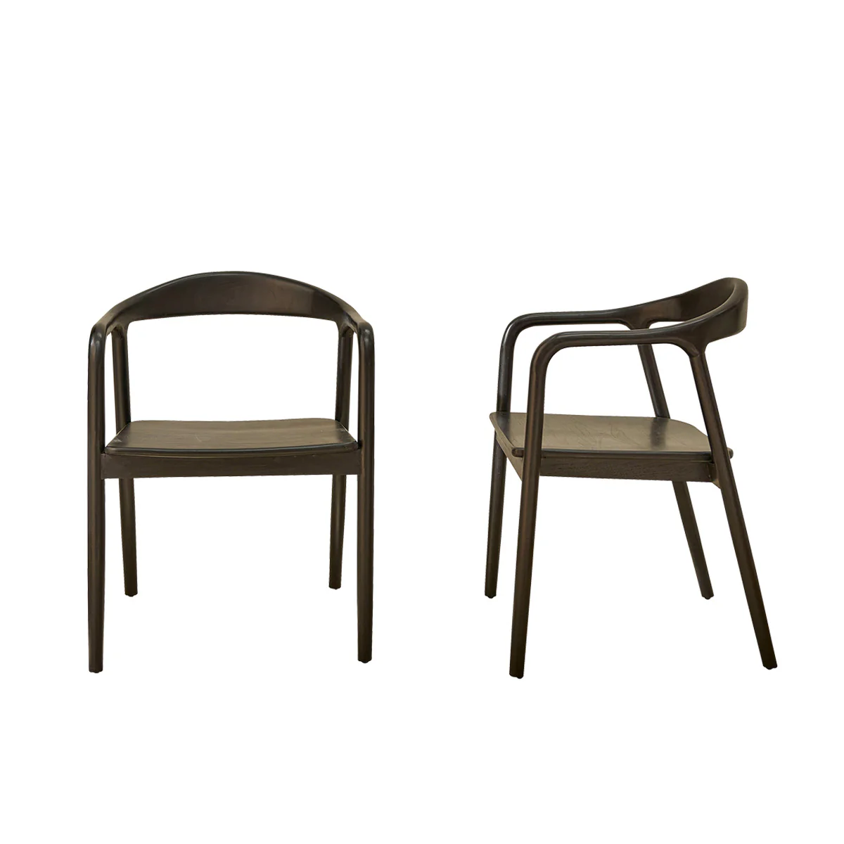 Juego de 2 sillas de teca maciza negra - Image 2
