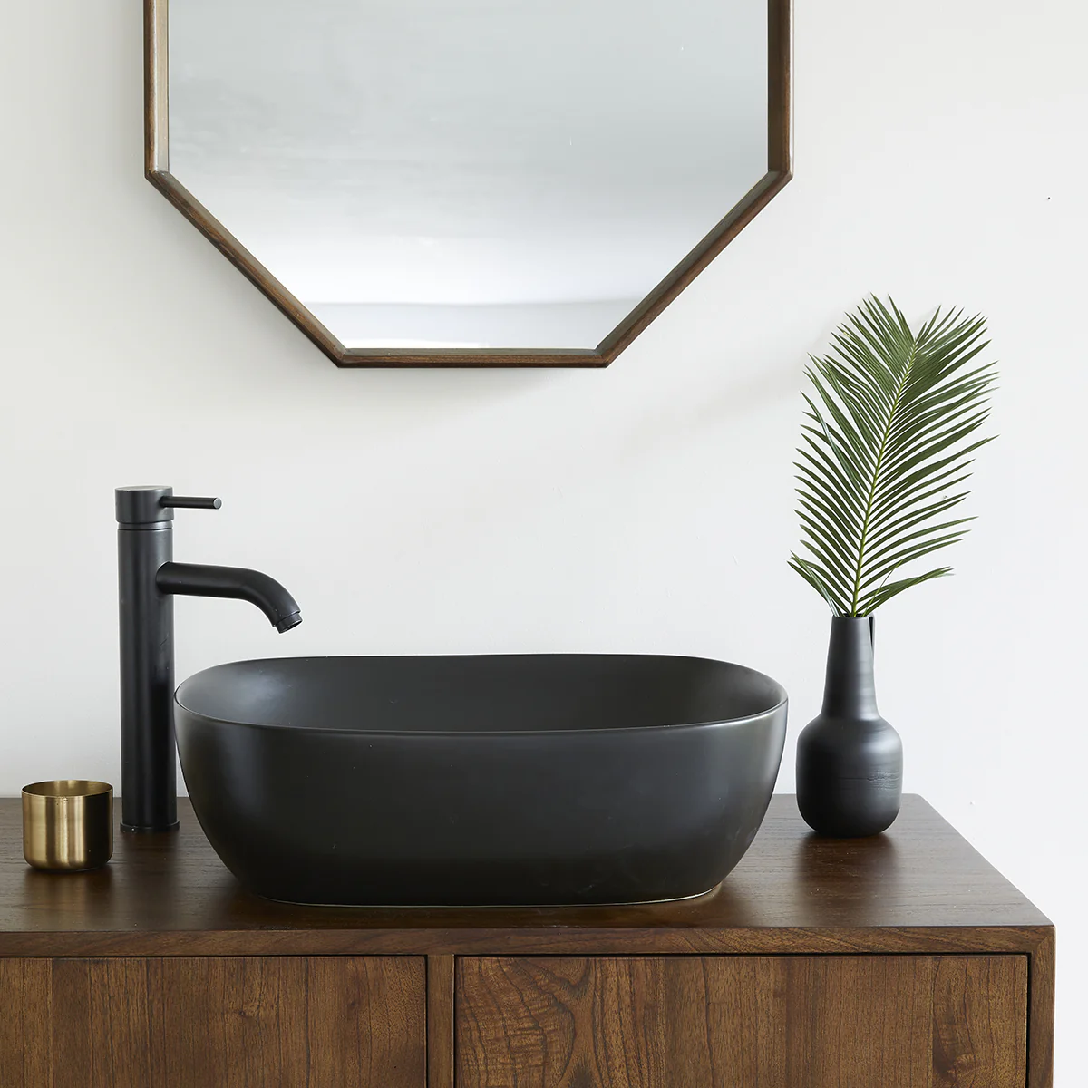Lavabo ovalado de cerámica negra 49,5 cm - Image 3