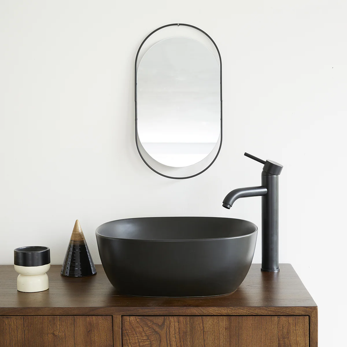 Lavabo de cerámica negra Ø41 cm - Image 3