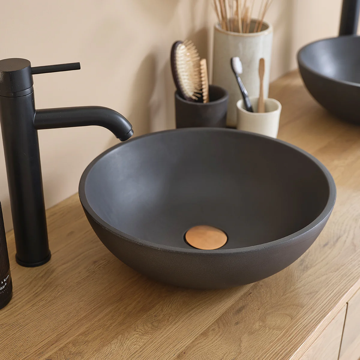 Lavabo de hormigón gris Ø37 cm