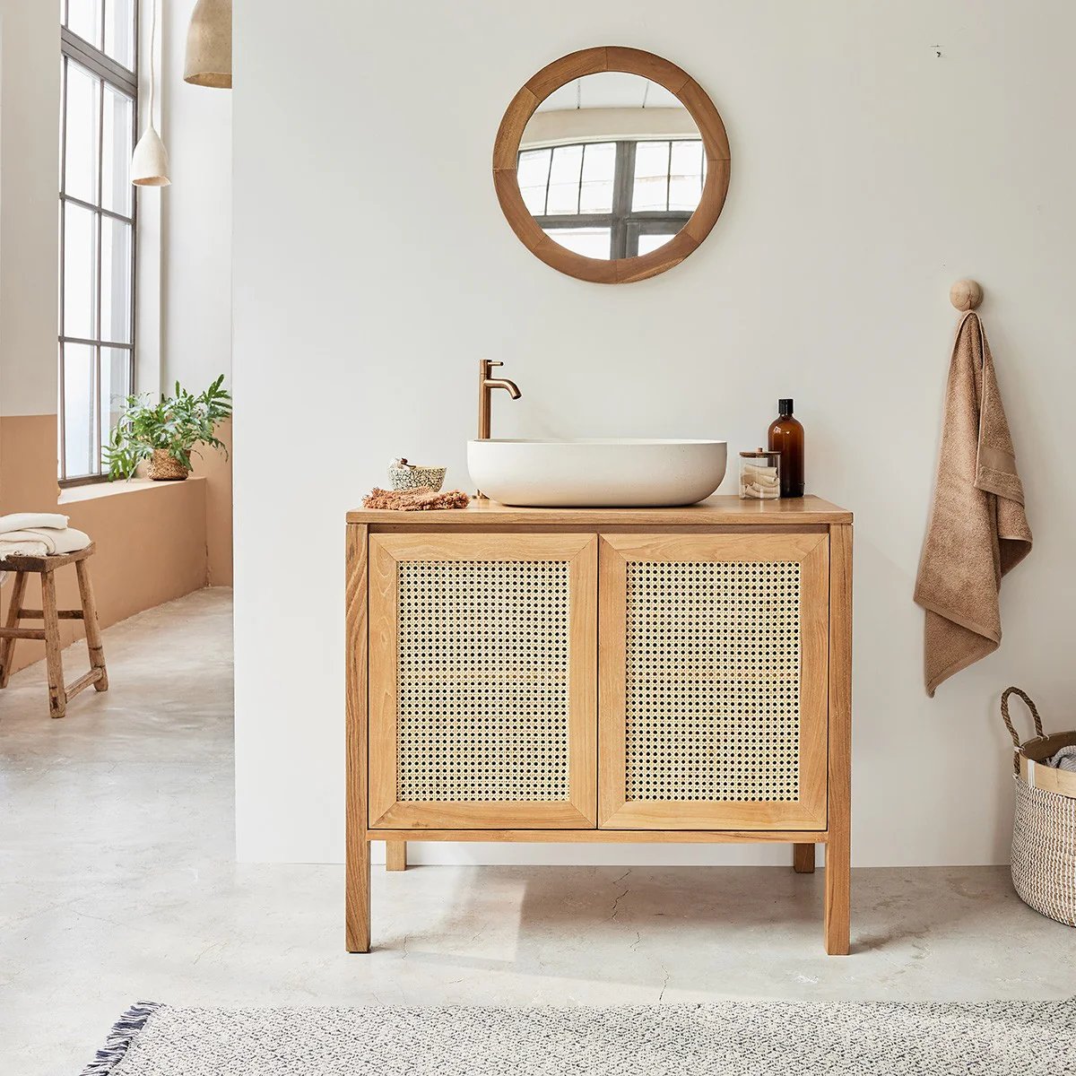 Lavabo de hormigón beige ovalado 50 cm - Image 4