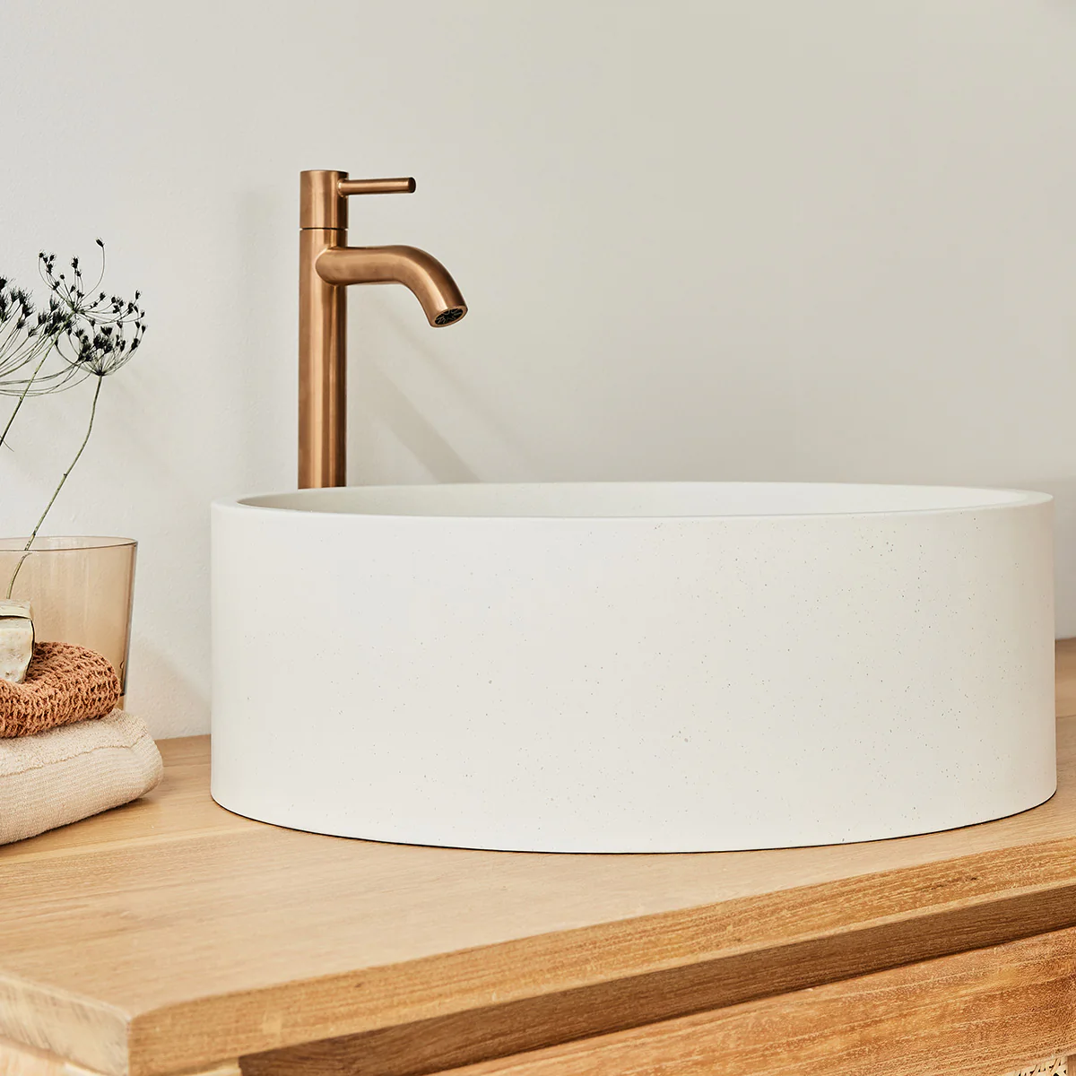 Lavabo de hormigón beige Ø37 cm - Image 3