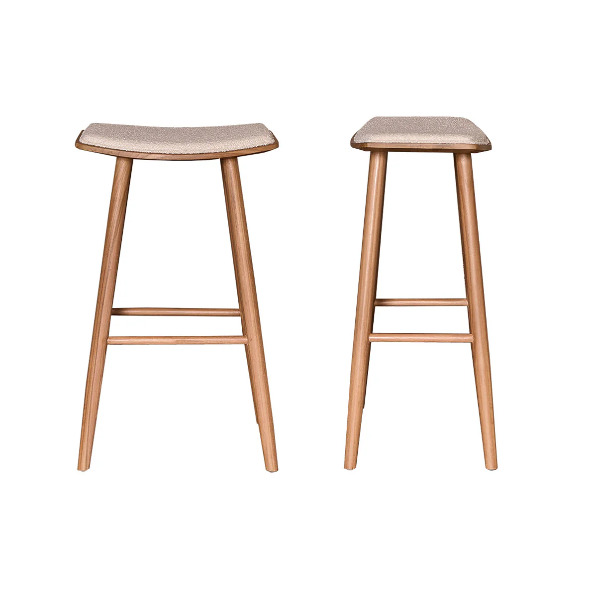 Lote de 2 taburetes de teca maciza, asiento bouclette 75 cm - Image 2