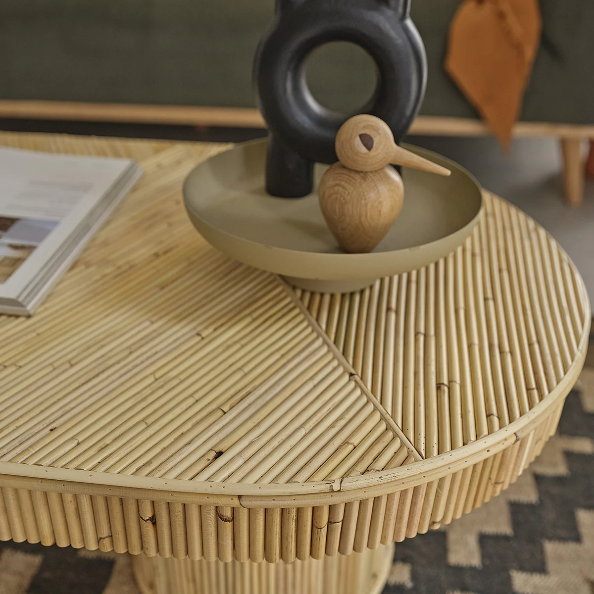 Mesa de centro de caña de ratán 120 cm - Image 5
