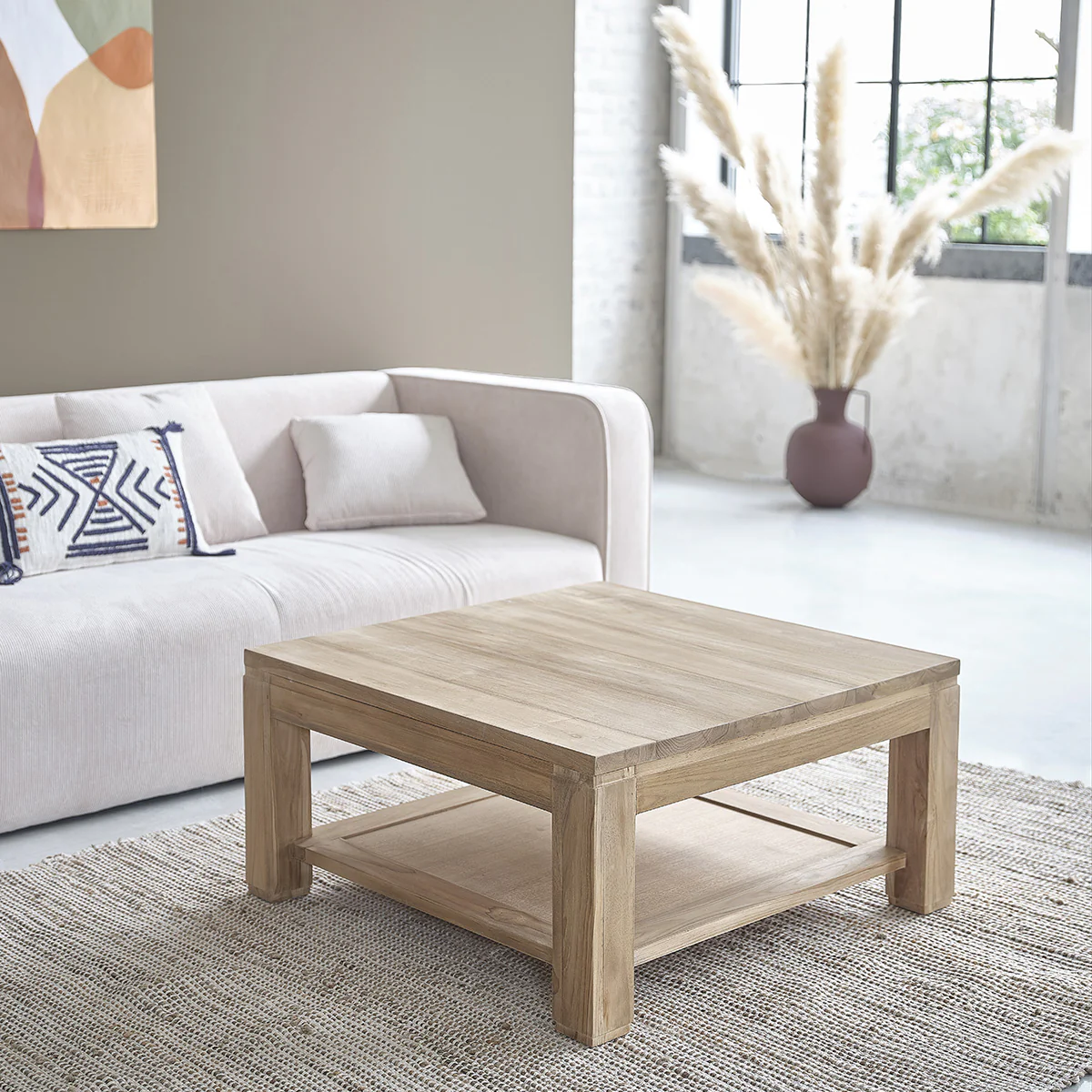 Mesa de centro de teca maciza 80 cm - Image 3