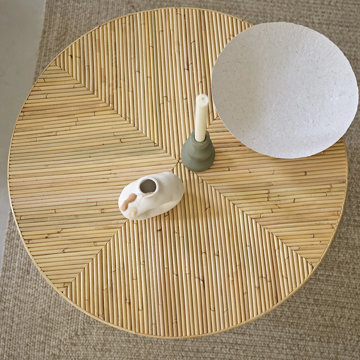 Mesa de centro de caña de ratán Ø 80 cm - Image 4