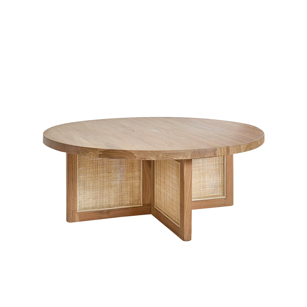 Mesa de centro de teca maciza pata rejilla Ø 100 cm - Image 2