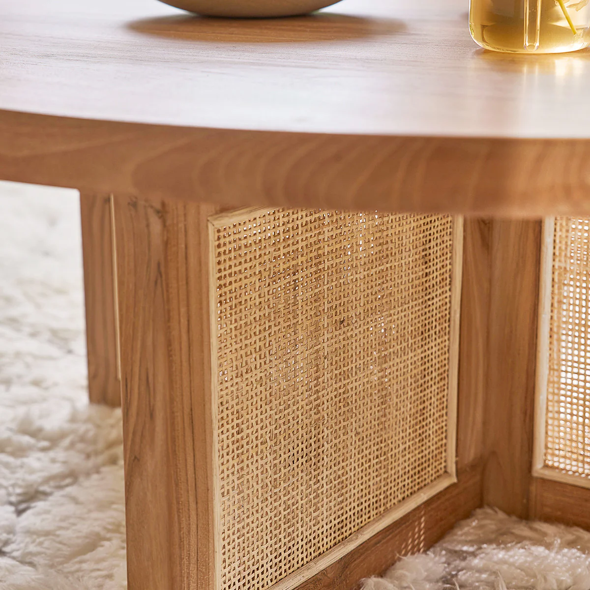 Mesa de centro de teca maciza pata rejilla Ø 100 cm - Image 3