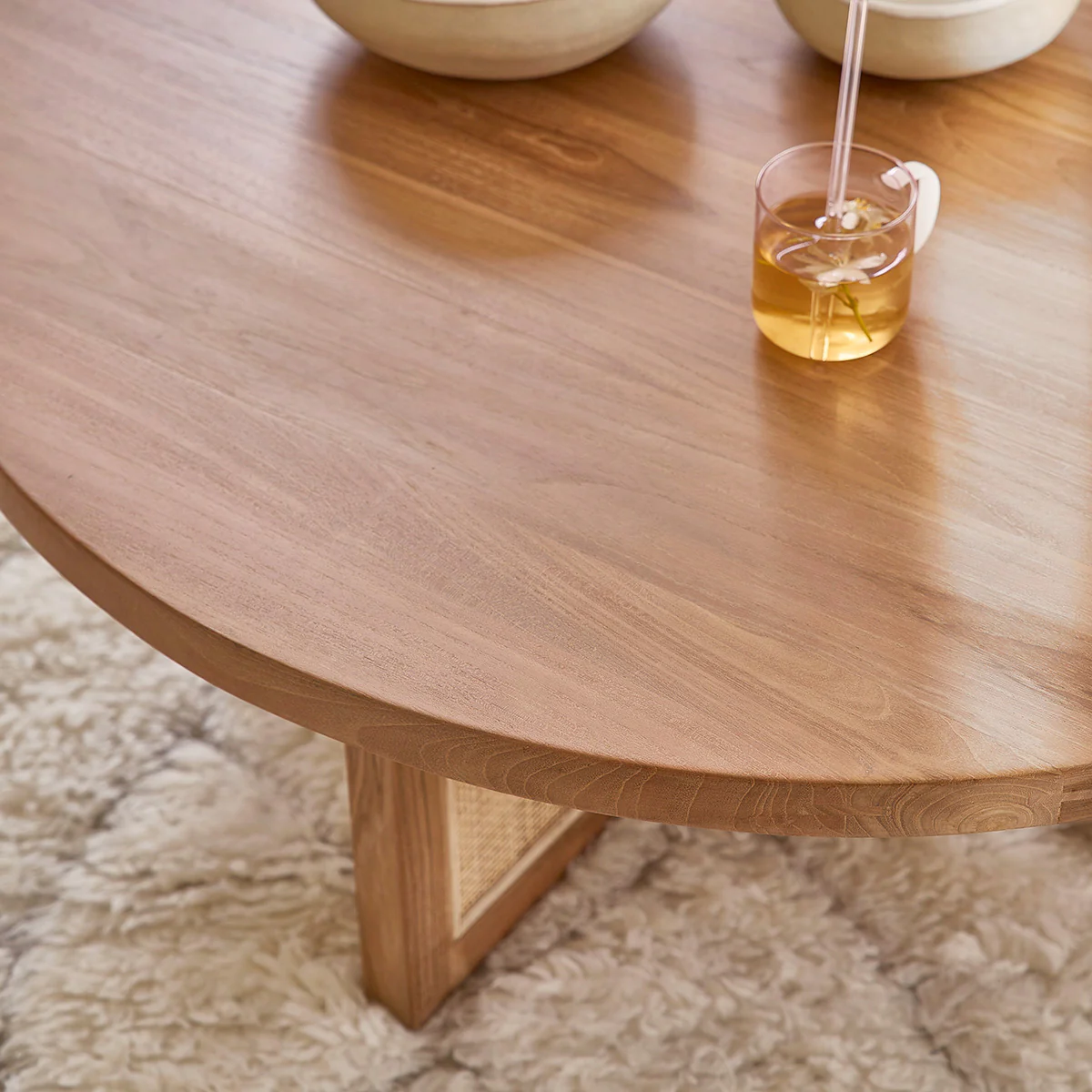 Mesa de centro de teca maciza pata rejilla Ø 100 cm - Image 4