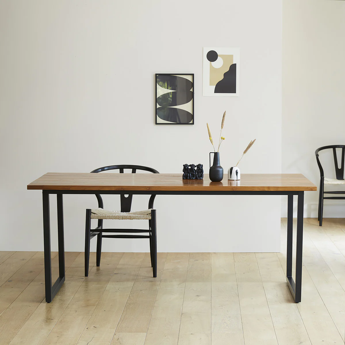 Mesa de teca maciza y metal 8 pers.