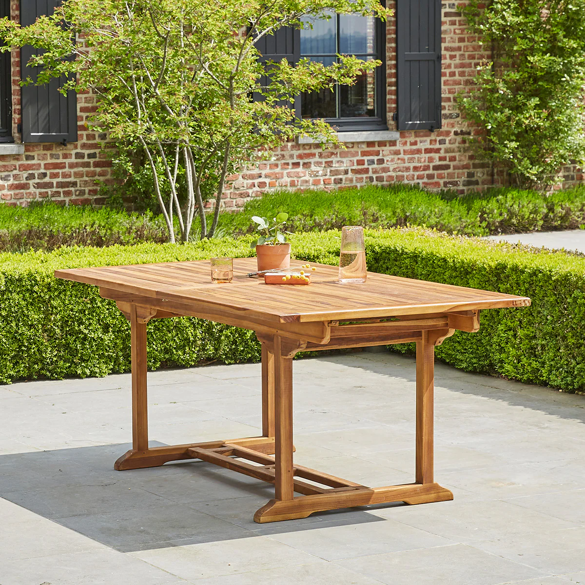 Mesa de exterior extensible de teca maciza aceitada para 8/10 pers. - Image 3