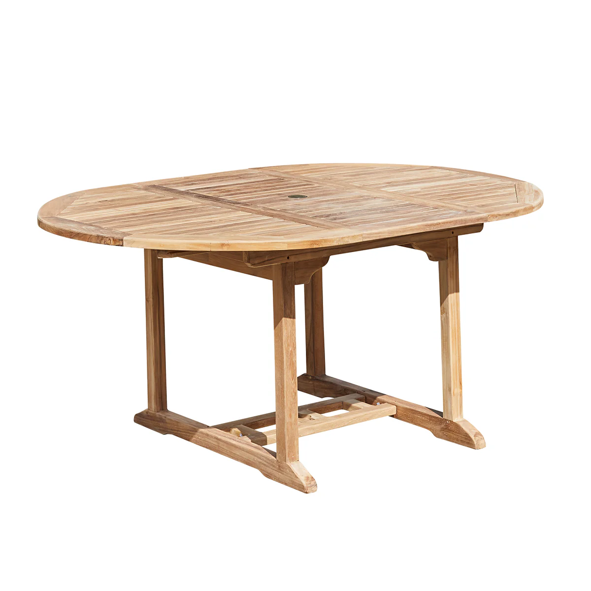 Mesa de exterior ovalada extensible de teca maciza para 6/8 pers. - Image 2
