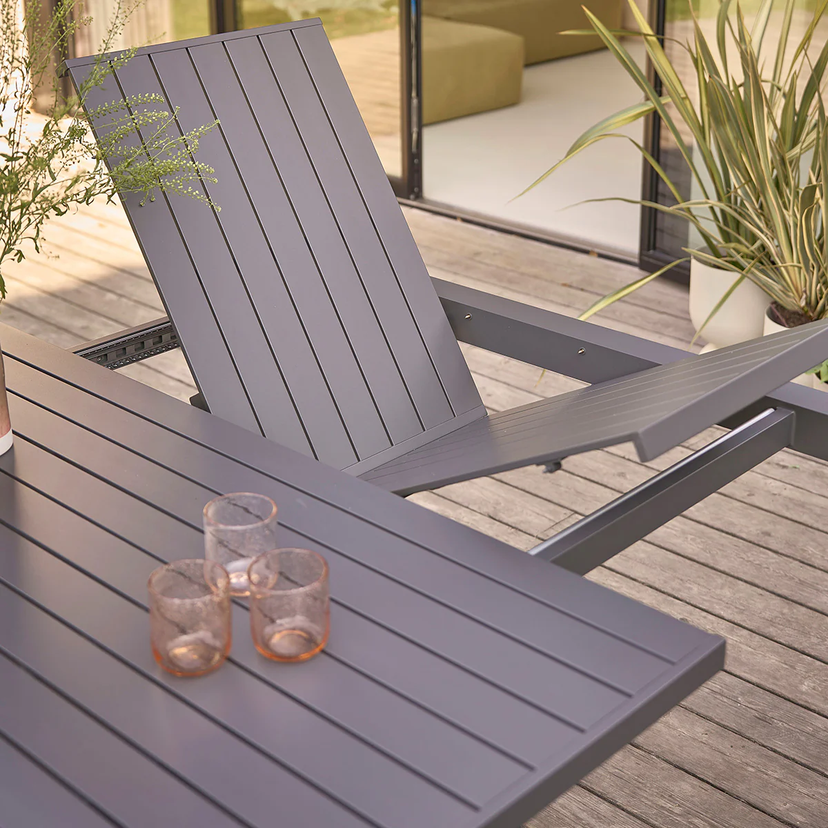 Mesa de jardín cuadrada de aluminio, extensible para 4/8 personas - Image 4