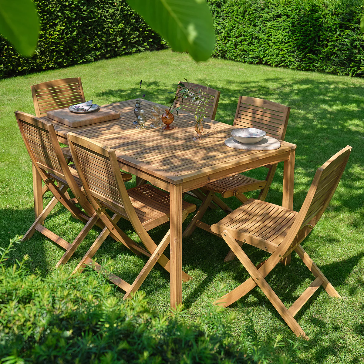 Mesa de jardín de madera maciza de acacia aceitada, 150 cm - Image 3