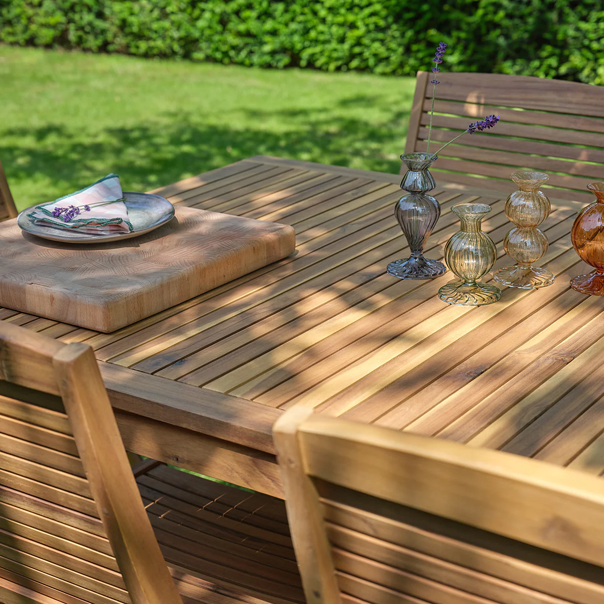 Mesa de jardín de madera maciza de acacia aceitada, 150 cm - Image 4