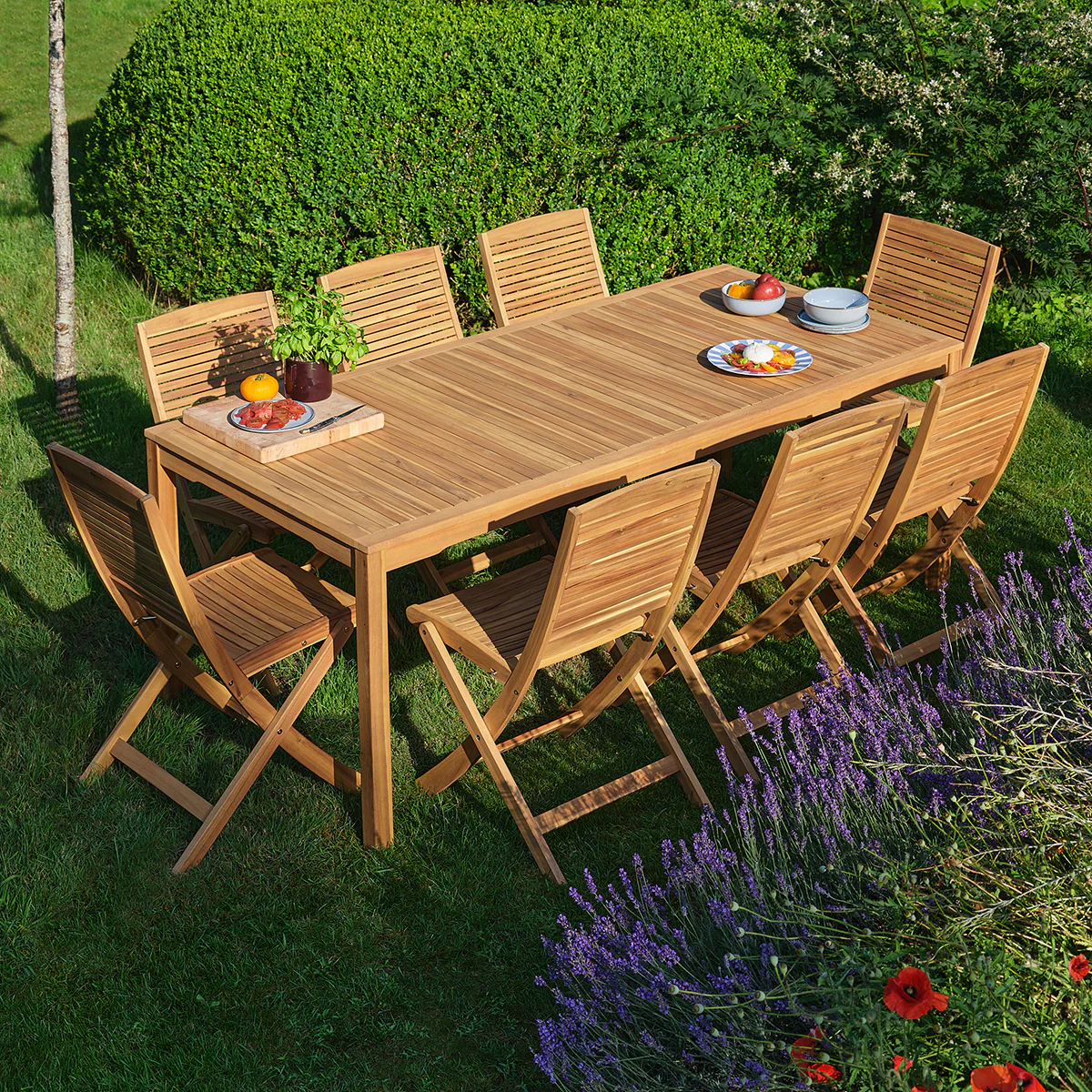 Mesa de jardín de madera maciza de acacia aceitada, 200 cm - Image 3