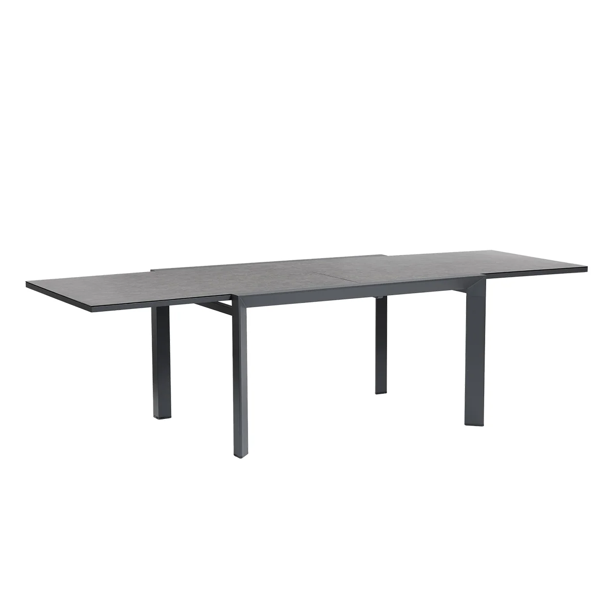 Mesa de jardín extensible de aluminio y cristal, color gris, para 6-10 personas. - Image 2