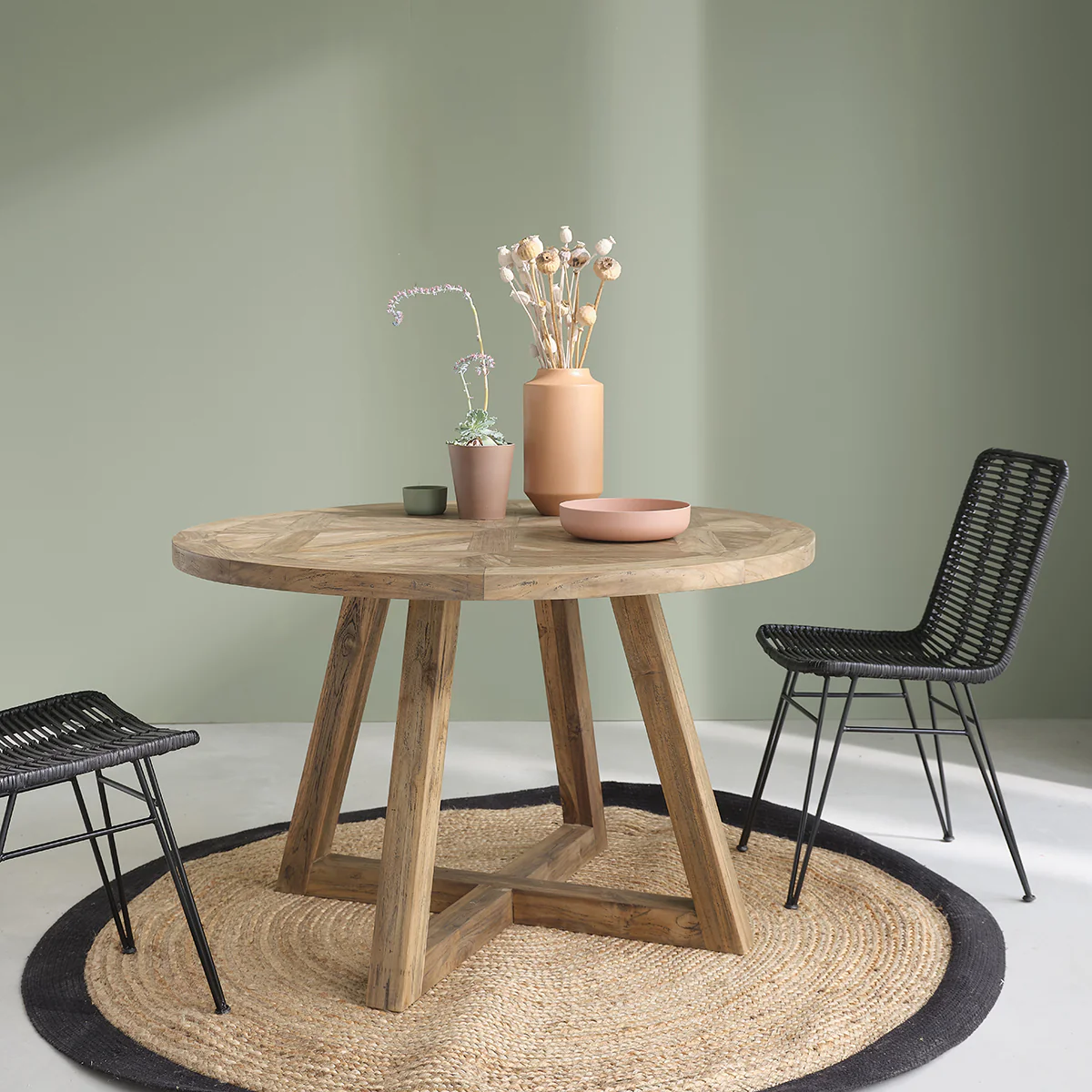 Mesa de teca maciza reciclada para 4 pers.