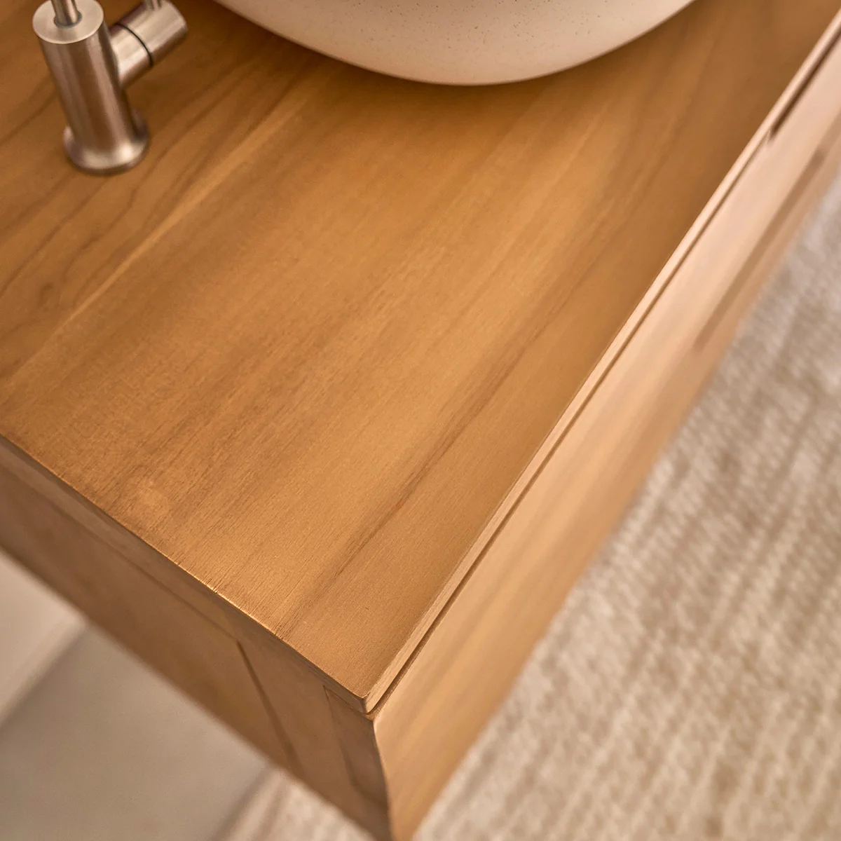 Mueble bajo lavabo suspendido de teca maciza de 80 cm - Image 4