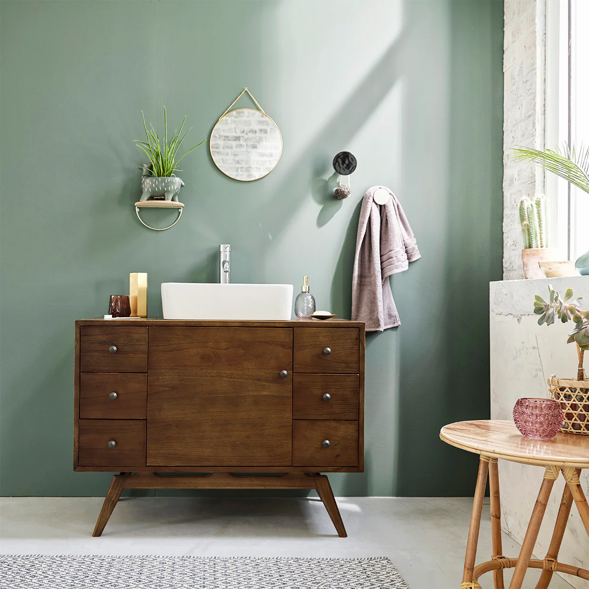Mueble de baño de mindi macizo 100 cm