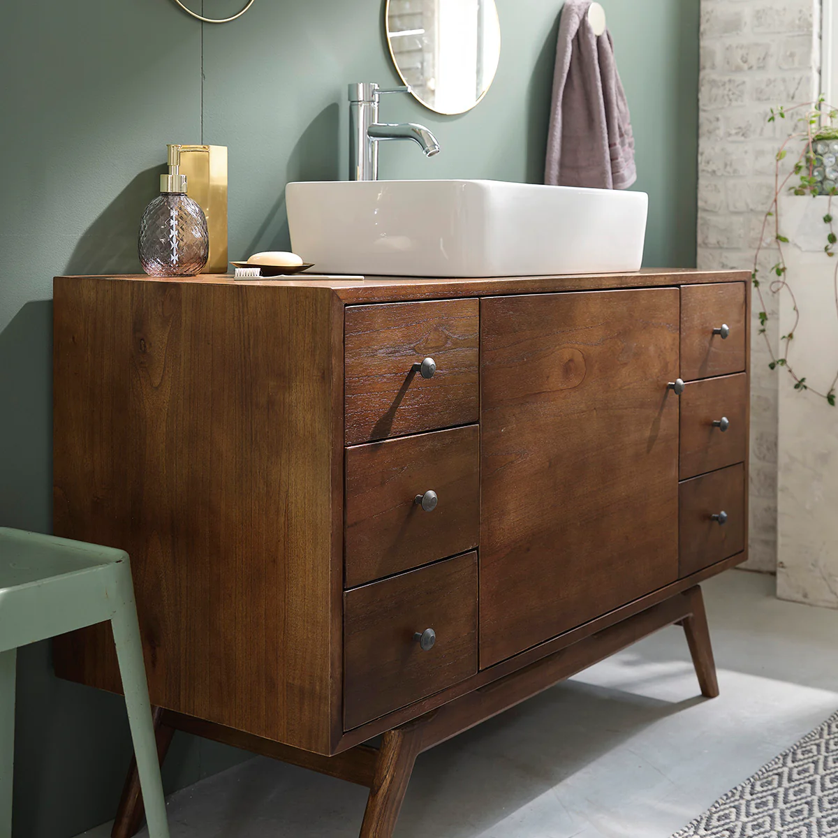 Mueble de baño de mindi macizo 100 cm - Image 4